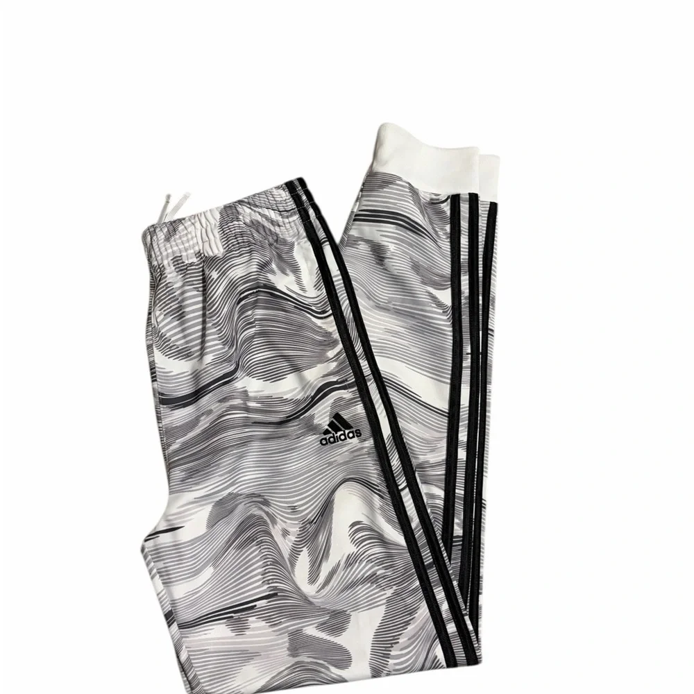 Adidas Black Gray Warped Camo Joggers Track Pants Youth Boys 14/16 Athletic - Picture 6 of 7
